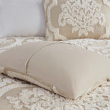 King/Cal King 3 piece Tufted Cotton Chenille Damask Duvet Cover Set B03597348