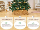 Artisanal Woven Hyacinth Christmas Tree Collar - 28in Natural Rattan & Wicker Tree Skirt/Base Cover 27755571