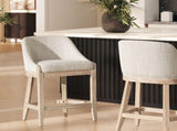 Newport 26.5" Coastal Curved Back Upholstered Counter Stool, Two-Tone Neutral Gray Polyester Wool B2719P238399