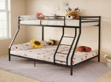 Twin Over Full Bunk Bed, Heavy Duty Metal Bunk Bed Frame with Anti-Slip Ladder & Safety Guardrails, W5635P525844