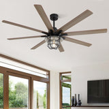 ZNTS Modern 66 Inch Ceiling Fan With 6 Speed Wind 8 Blades Remote Control Reversible DC Motor With Light W934P189487