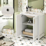 30 Inch Bathroom Vanity with Ceramic Sink, Freestanding Bathroom Vanity Set with Hidden Drawer, N710P192538K