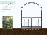 81" Grey Metal Garden Arbor with Double Doors & Locking Gate, Heart Motif Trellis for Wedding 61633141