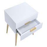 White and Gold Side Table with 2 Drawer B062P181392