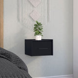 Boa Floating Nightstand , End Table, Side Table Wall-Mounted Single Drawer Design with Handle- Black B070137816