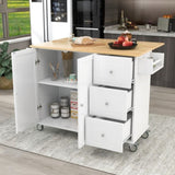 Rolling Mobile Kitchen Island with Solid Wood Top Locking Wheels,52.7 Inch Width,Storage Cabinet WF287035AAW
