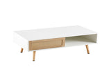 41.34" Rattan Coffee table, sliding door for storage, solid wood legs, Modern table for living room W1265107718