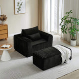 62.5-Inch Corduroy Sponge Sofa Lounge Chair with Removable footrest,No Assembly Required,Fluffy W834P206048