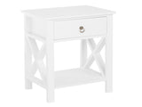 Nightstand Modern End Table, Side Table with 1 Drawer and Storage Shelf, White 35743905