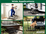 Heavy Duty 3-Step RV Step Stool with Adjustable Handrail 660LBS Capacity Metal Stairs 85763373