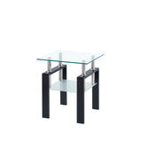 2-Piece Clear Tempered Glass Small Table, End Table for Living Room, Sofa Table W1718128634