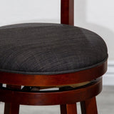 24" Counter Height Slat Back Swivel Stool, Cherry Finish, Charcoal Fabric Seat B04660686