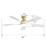 ZNTS 52 Inch Ceiling Fan with Dimmable 3 Colors LED Light Reversible Noiseless DC Motor Smart APP Remote W934P152352