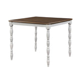 ZNTS ACME Bettina 5PC COUNTER HEIGHT TABLE SET Beige Fabric, Antique White & Weathered Oak Finish DN01439