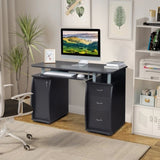 115* 55*74cm 15mm MDF Portable 1pc Door with 3pcs Drawers Computer Desk Black 47232081