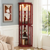 Corner Curio Cabinet Lighted Corner Display, Display Shelf Shelving Bar cabinet with Tempered W2275P177189