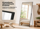 Wall Full Length Mirror, Standing Mirror Full Body with Aluminium Frame, Cloakroom Modern 02695953