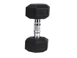 20LB HDRS Rubber Coated Solid Cast Iron Dumbbell with Contoured Chrome Handle, Hexagon 03299427