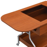 Modern Extended Coffee Table with Wheels, Folding Coffee Table with 1 drawer and 2-Tier Storage, GL-N735P231426N