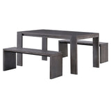 3-piece Farmhouse Style Simple Dining Set, Dining Table and 2 Benches, for Dining Room, Kitchen and 00932248