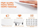White 71 Inch Portable Foldable Camping Table, HDPE Waterproof Easy Clean Plastic Outdoor Table with 91146547