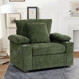 Modern Oversized Chair with Ottoman,Chenille Fabric Sofa Bed,Accent Chair Comfy Sofa with Cupholders W2606P255581