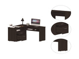 L-Shaped Desk, Keyboard Tray, Two Drawers, One Open Shelf, Black B097133035