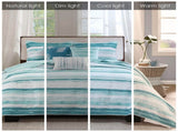 6 Piece Printed Quilt Set with Throw Pillows Aqua Full/Queen B03597637