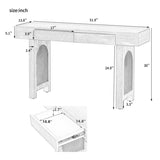 Narrow Console Table with Rattan Accent, Natural Wood Finish Entryway Table with Storage Drawers, 63493797