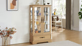 Glass Cabinet Lighted Glass Cabinet Curio Display Cabinet with Adjustable Glass Shelves 2 Doors and W2275P178890