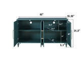 63'' Large Storage Cabinet Metal Handle, Carved Flower Doors, Wooden Mordern Sideboard Console W1445P251889