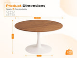 Round Tulip Dining Table for 4 People, 39.4"39.4"29.5" Melamine Laminated MDF Tabletop with Metal 44421009