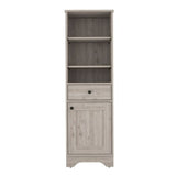 Linen Single Door Cabinet 55" H, Three External Shelves, One Drawer, Two Interior Shelves, Light B097133111