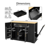 53 inch Large Kitchen Island with Trash Can Storage Cabinet, Islands Table with Drawer and W1820P266160