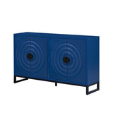 U-Style Storage Cabinet Sideboard Wooden Cabinet with Stunning Water Wave Door Design, Rubberwood N711P205934V