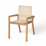 BELFAST DINING CHAIR,Set of 2,Teak Frame Beige Textile N762P240699A
