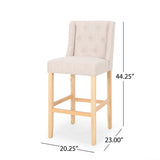 Vienna Contemporary Fabric Tufted Wingback 31 Inch Counter Stools, Set of 2, Beige and Natural 64854.00BGE