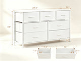 7-Drawer Fabric Dresser Storage Tower, Wide Chest Organizer with 2-Size Drawers, Sturdy Metal Frame 39785628