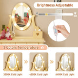Kids Vanity Set with Mirror and Lights and Stool, 5 Storage Drawers, Pretend Play Princess Makeup 09083771
