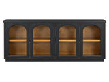 TREXM 4-Door Large Storage Buffet Cabinet with Glass Doors, Arched Cabinet with Adjustable Shelves N715P247544B
