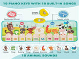 Kids Piano Play Mat with Animal Sounds - 10 Music Keys, Foldable for Outdoor Use, Soft & Easy to 42199528