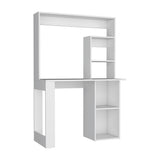 Writing Computer Desk with Storage Shelves and Hutch, White B097132999