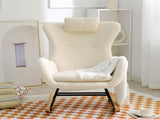 Rocking Chair Nursery, Teddy Upholstered Rocker Glider Chair with High Backrest, Adjustable Headrest W680127248