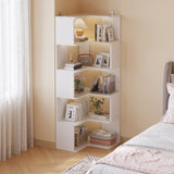 ZNTS FCH 5-layer L-shaped corner display rack particle board 60*60*165cm white 73137996