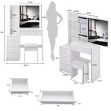 37" Middle Size Left Bedside Cabinet Vanity Table Cushioned Stool, Extra Large Right sliding W3258P293197
