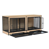 ZNTS Dog Crate Furniture with Two Combined Room, XL Double Dog Cage Furniture with Tray for Medium W420P207590