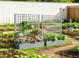 Gray 43" x 16" x 70" Galvanized Planter Box Raised Garden Bed with Trellis for Vines & Climbing 68219610