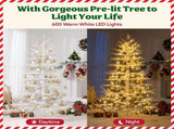 6FT Pre-lit Aspen Fir Artificial Christmas Tree, Hinged Xmas Tree with 600 Warm White LED Lights & N704P526146A