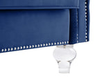 Navy Blue, Three-seater Sofa, Velvet Crystal Buckle Upholstery Sofa, Crystal Feet, Removable 33315078