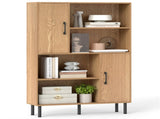 4-Tier Open Shelf Storage Cabinet with 2 Doors, 176 LBS Total Capacity for Entryway & Living 30250140